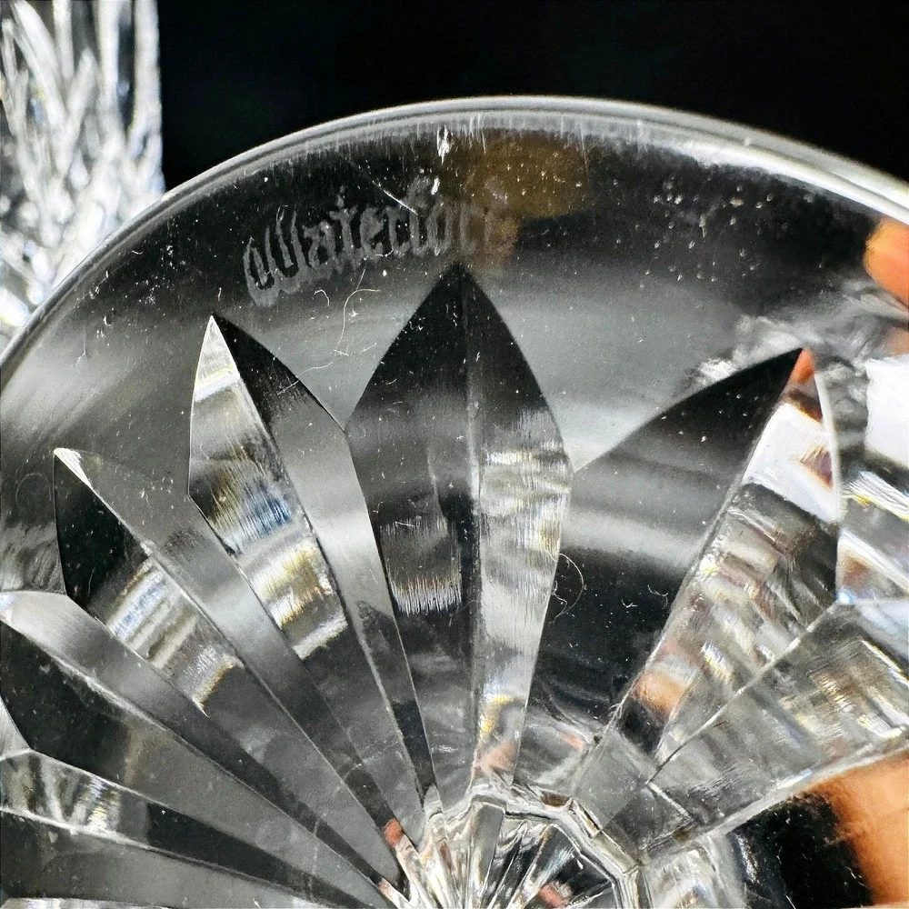 Waterford Crystal Lismore Goblets Vintage Set of 2 Clear Cut Glass Stemware Pair
